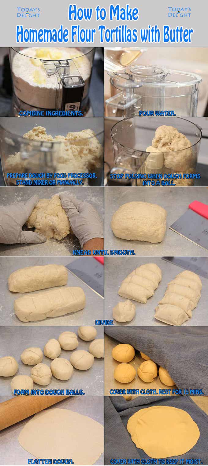 Steps in Making Homemade Flour Tortillas with Butter.