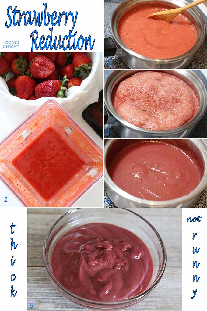 Diagram of how to make strawberry reduction in a pot.