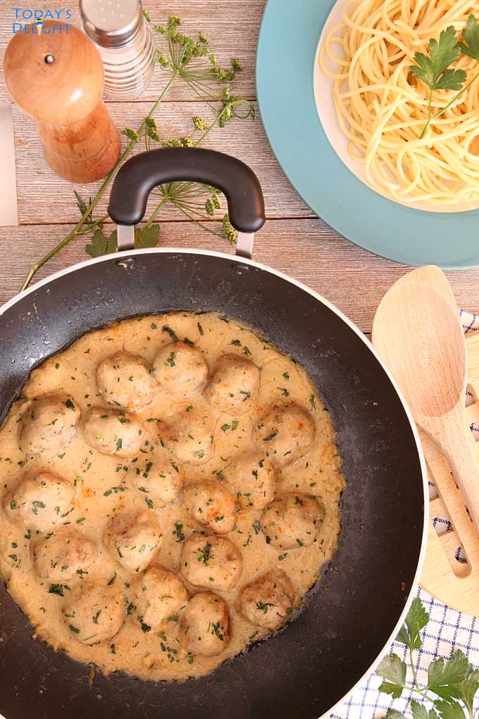 Easy Swedish Meatballs in skillet is Today's Delight.