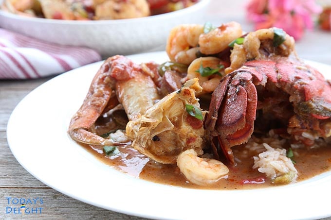Seafood Gumbo over white rice.