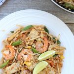 Shrimp Pad Thai Noodles in a plate.