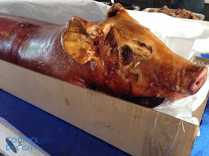 Whole roasted pig.