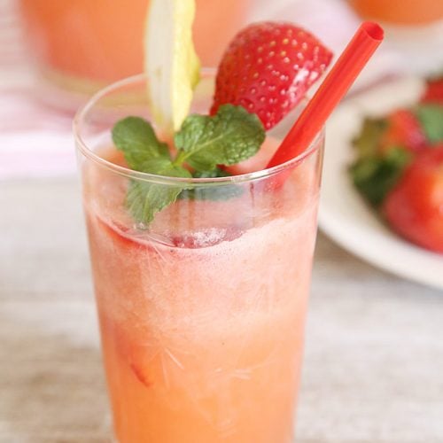 A glass of Strawberry Lemonade Drink is Today's Delight