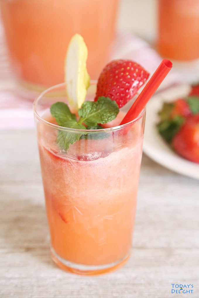 A glass of Strawberry Lemonade Drink is Today's Delight