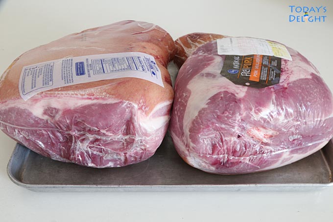 Whole pork shoulder roast.