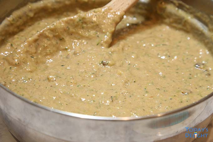 Zucchini bread batter ready for baking.