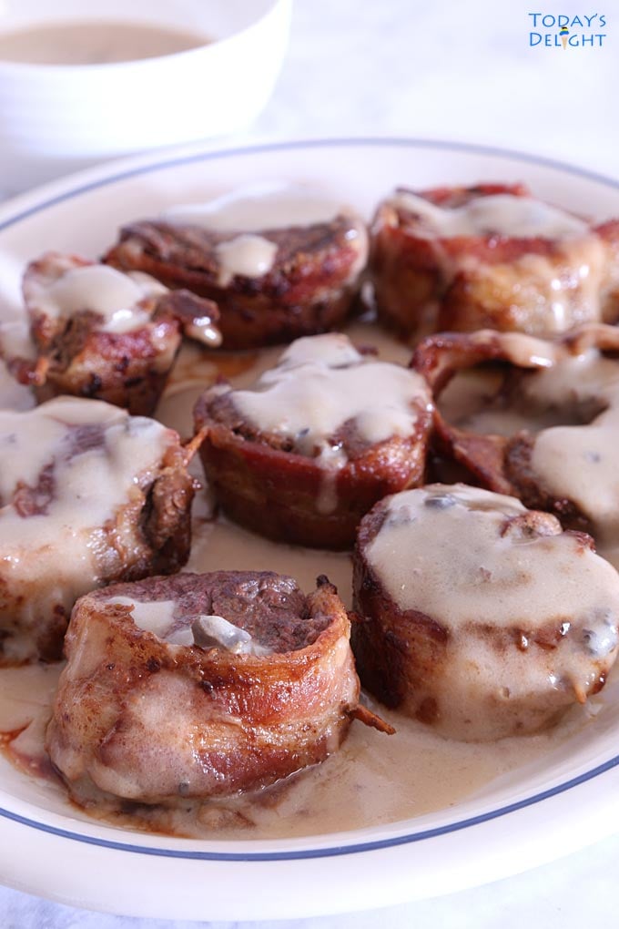 Bacon Wrapped Steak Bites is delicious..