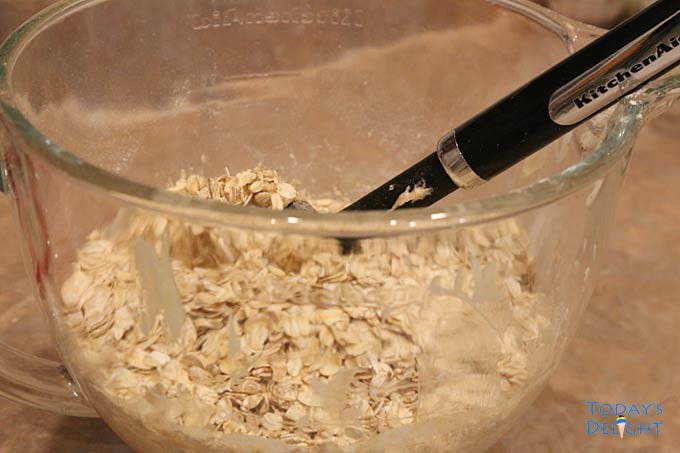 Old Fashioned Oats added to dough mixture.