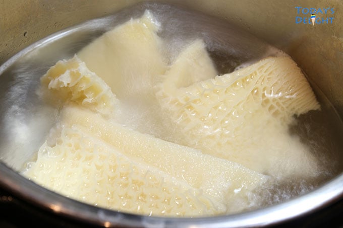 Tripe boiled the first time.