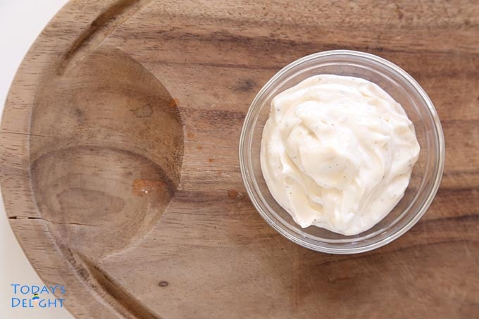 Creamy sauce that enhances food flavor.