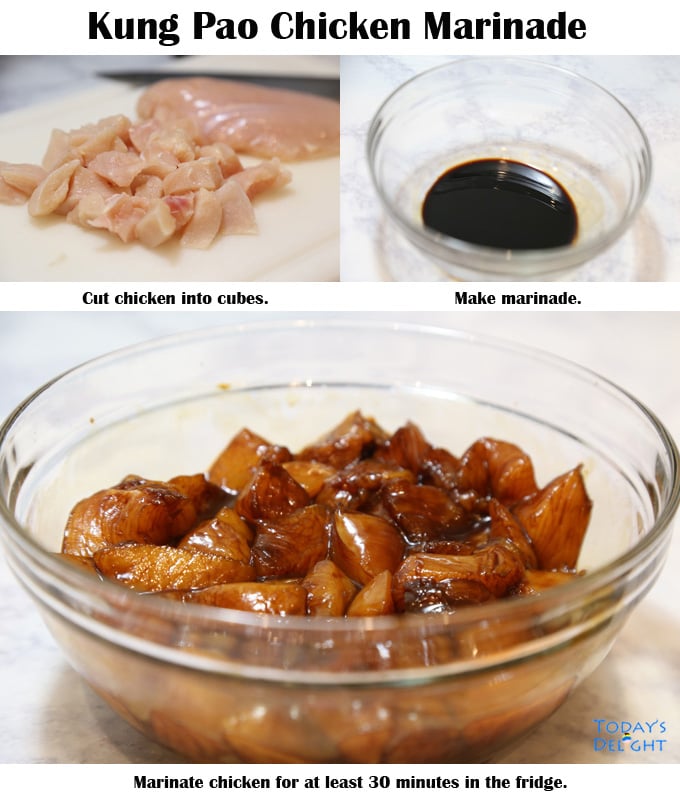 Making Kung Pao Chicken marinade.