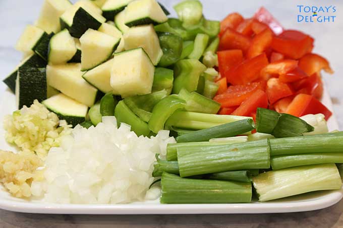 Vegetables for Kung Pao Chicken.