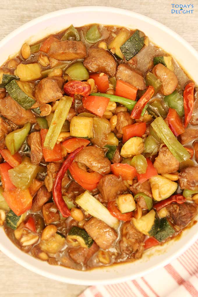Panda Express Kung Pao Chicken Recipe (Copycat) in skillet is Today's Delight.