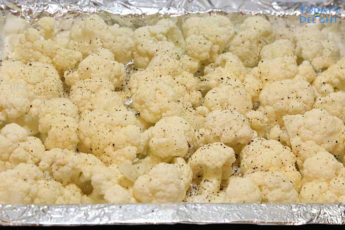 Seasoned cauliflower florets.