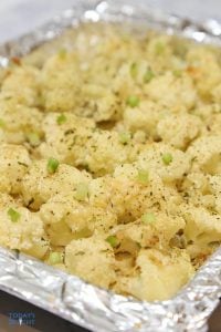 Today's Delight is Easy Roasted Garlic Cauliflower, a healthy snack or side dish.