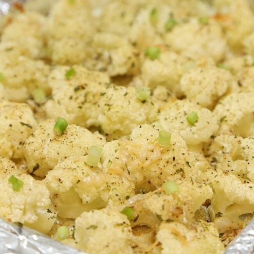 Today's Delight is Easy Roasted Garlic Cauliflower, a healthy snack or side dish.