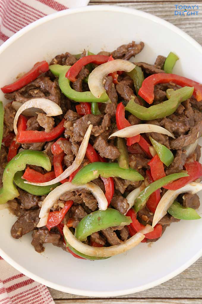 Shredded Beef with Worcestershire Sauce is Today's Delight.