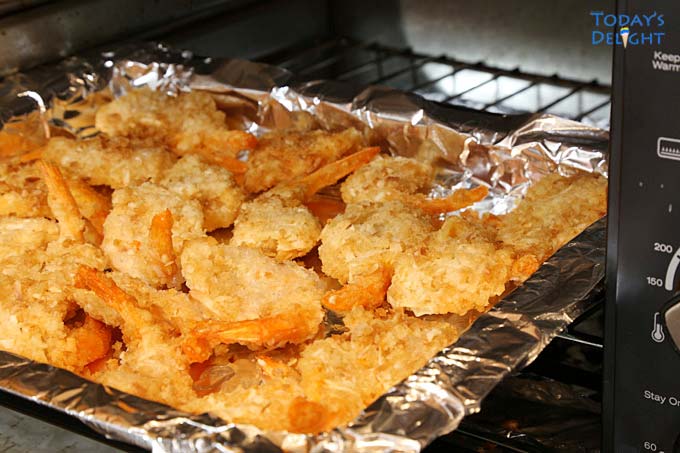 Coconut shrimp baked in oven.
