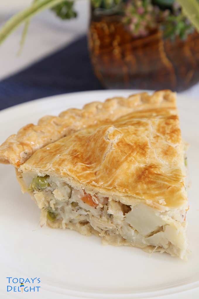 A slice of easy turkey pot pie.
