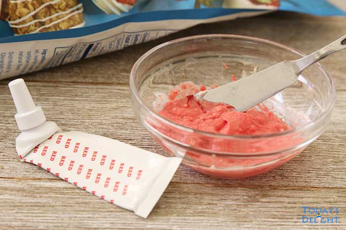 Melted wafers with red gel coloring.