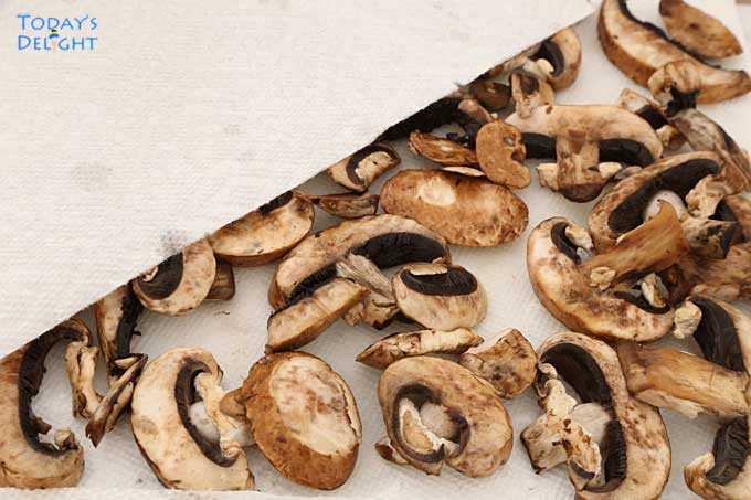 Baby Bella Mushrooms pat dry with paper towel.