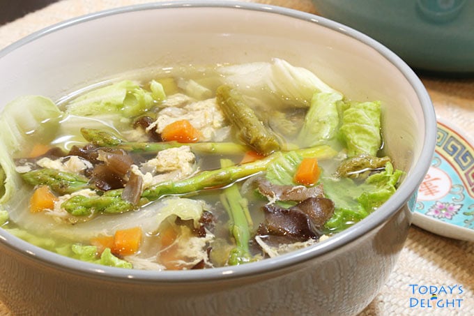 Hot Chicken Asparagus Soup in bowl.