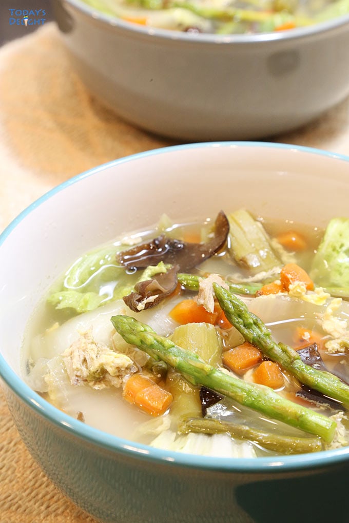 2 Servings (bowl) of Chicken Asparagus Soup.