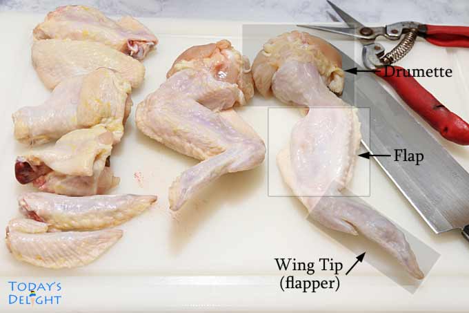 Raw cut chicken wings.