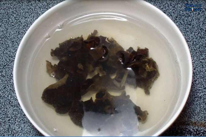 Dried fungus soaked in water.