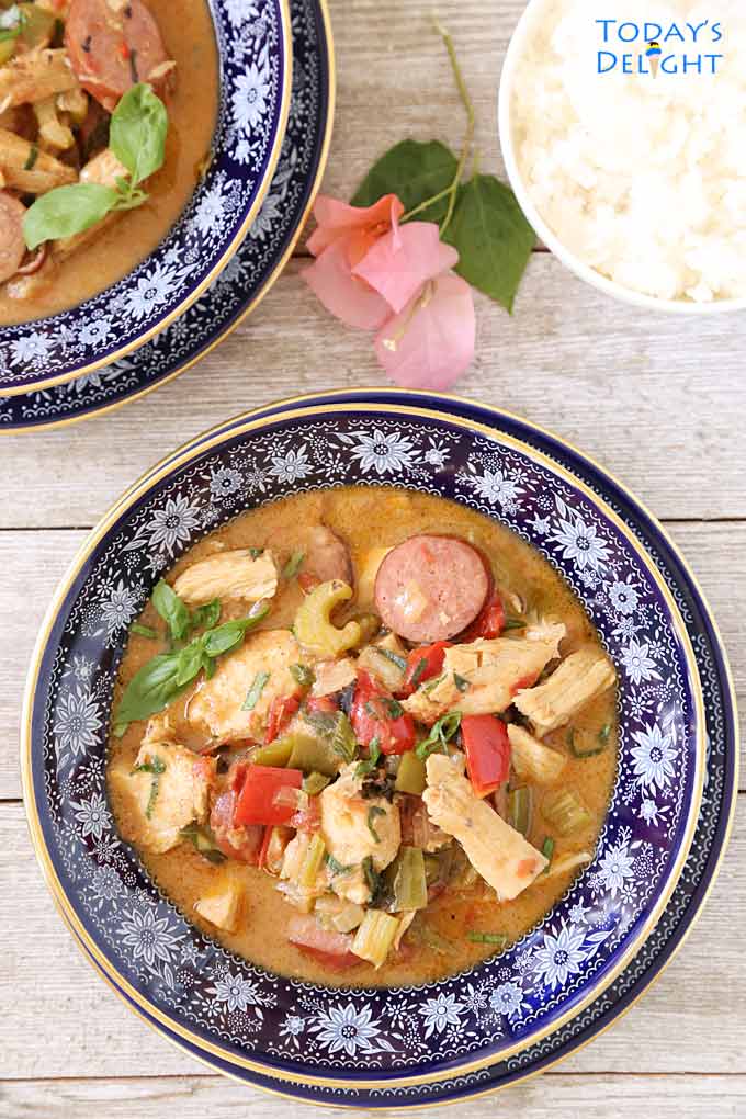 Leftover Turkey Gumbo in a bowl.