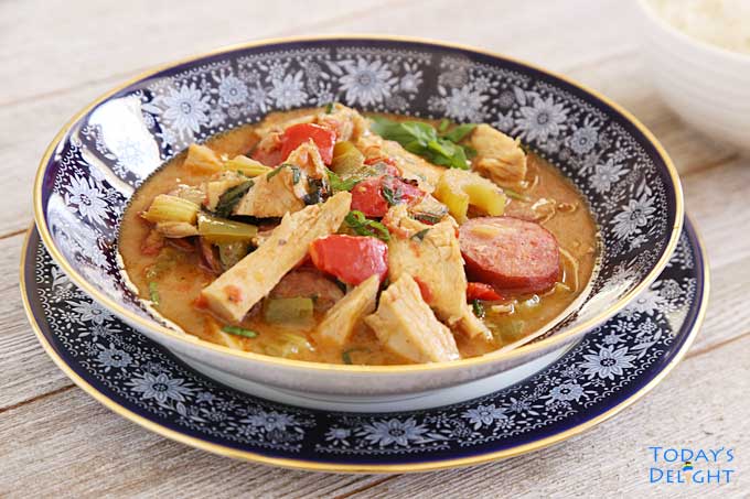 Turkey gumbo in a bowl.