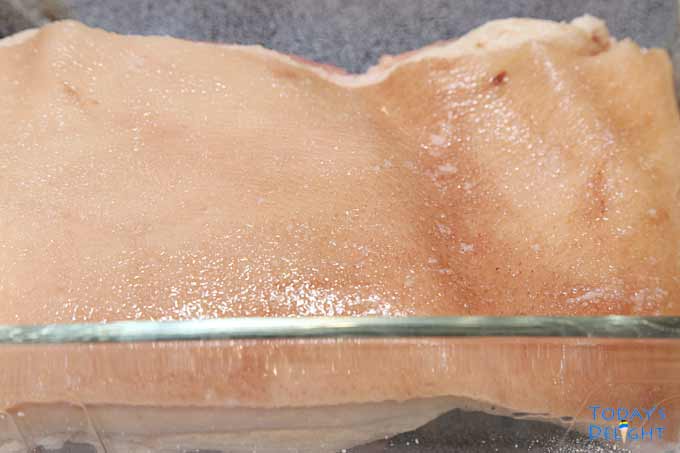 Pork Belly seasoned with salt.