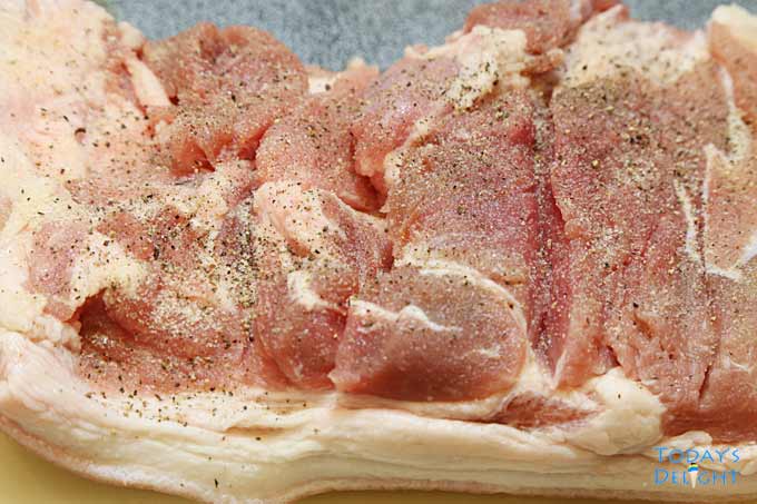 Seasoned pork belly.