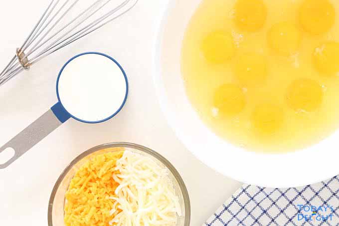 Eggs, heavy cream and cheese.