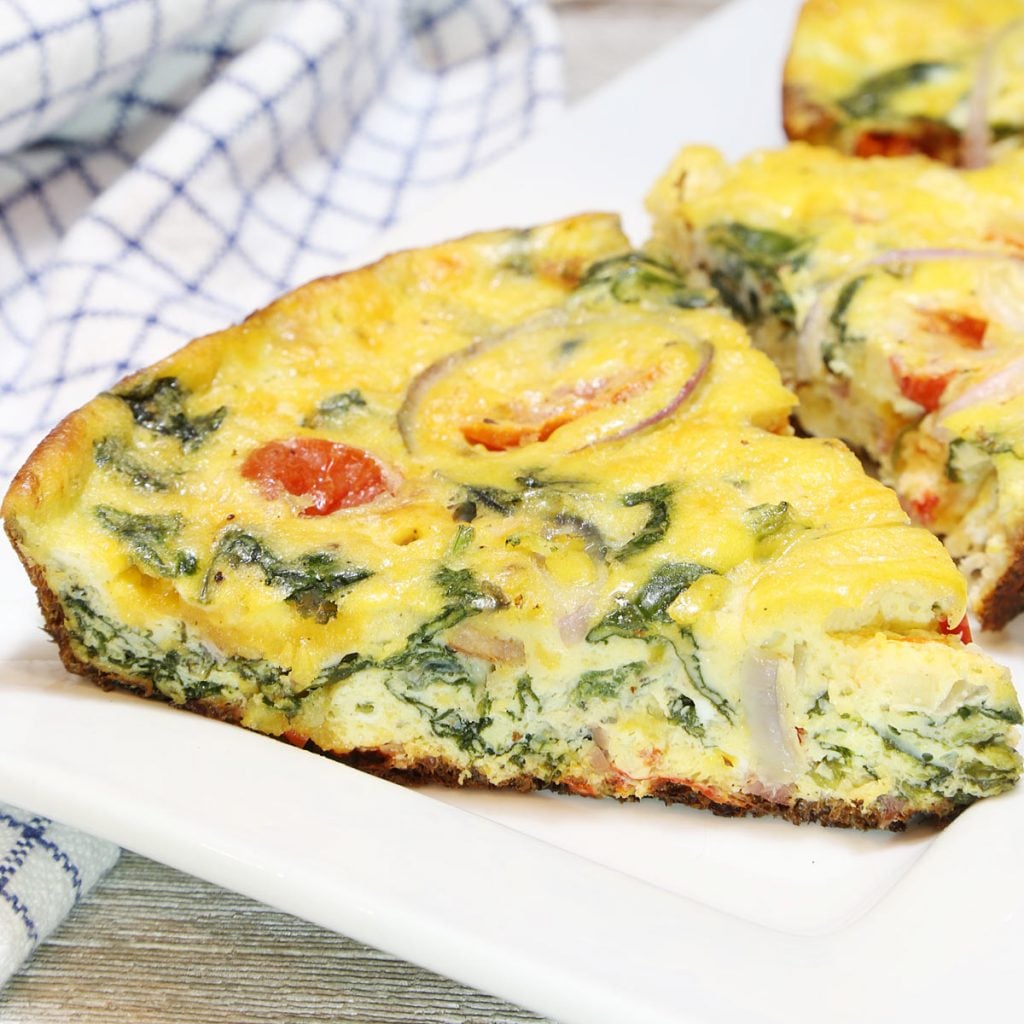 Slices of Bacon Spinach Frittata is Today's Delight.