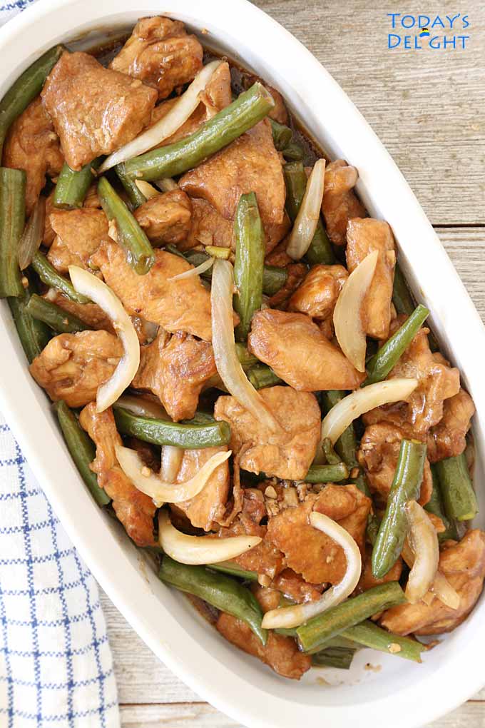 Panda Express String Bean Chicken Breast Copycat in serving plate.