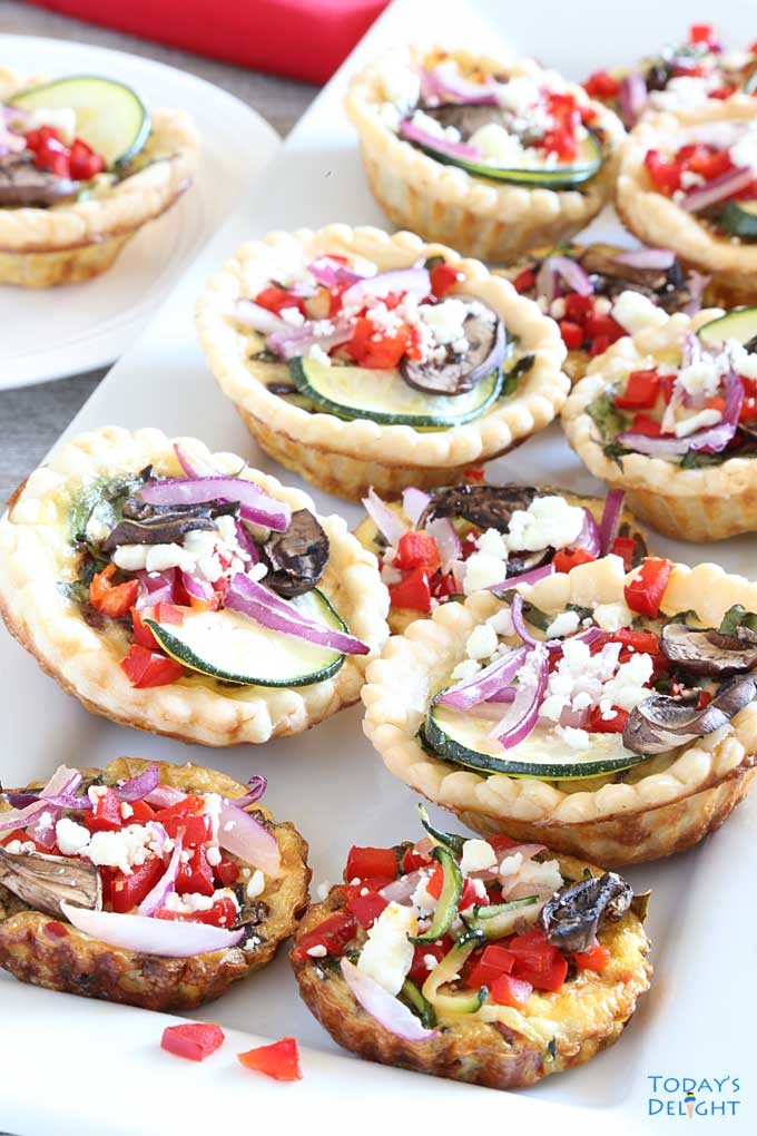 Mediterranean Mini Quiche in platter is Today's Delight.