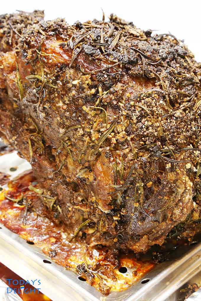 Standing Rib Roast on rack.