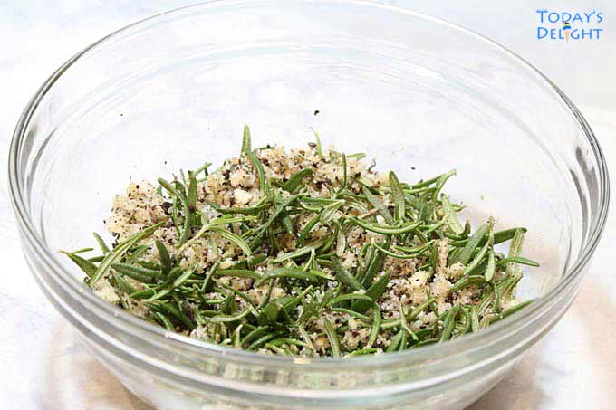 All the herbs and spices are combined to make the rub for prime rib roast.