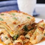 Plated lasagna and Spinach Lasagna recipe is Today's Delight.