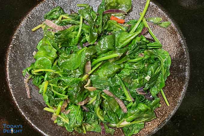Sauteed onion and spinach.