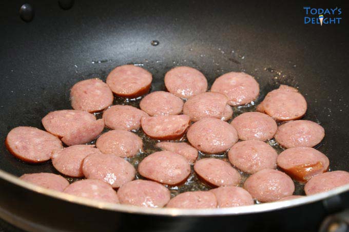 Browning kielbasa sausage.