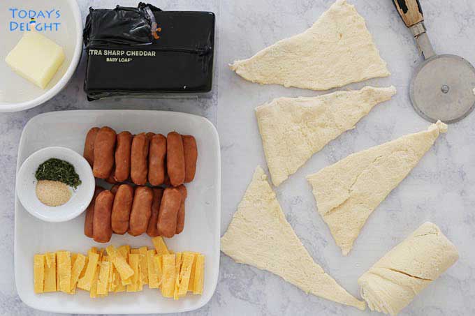 Ingredients and unrolled crescent dough.