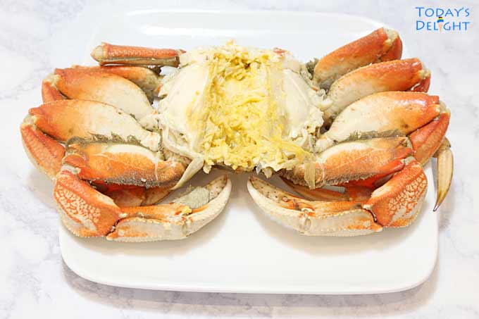 Dungeness crab body with legs.
