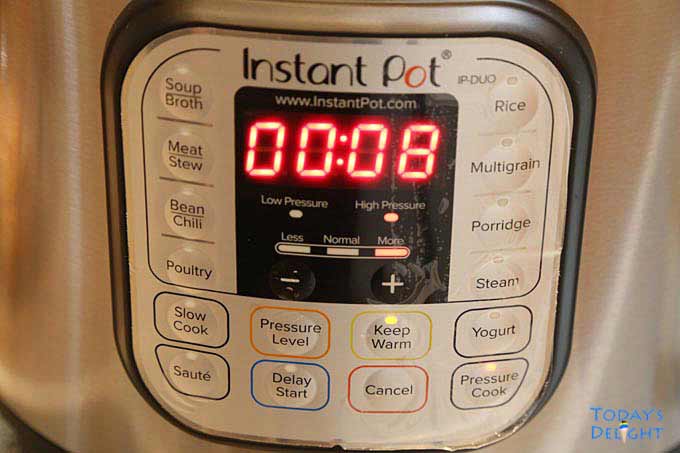 Pressure Cook count down on instant pot.