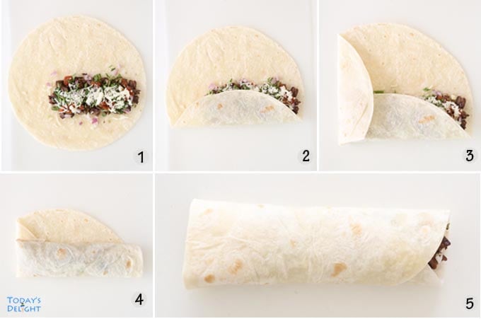 2nd Way to wrap a burrito step by step.