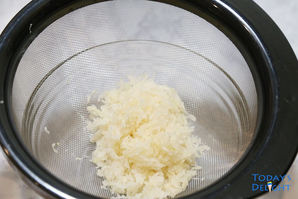 Liquid drained from sauerkraut.