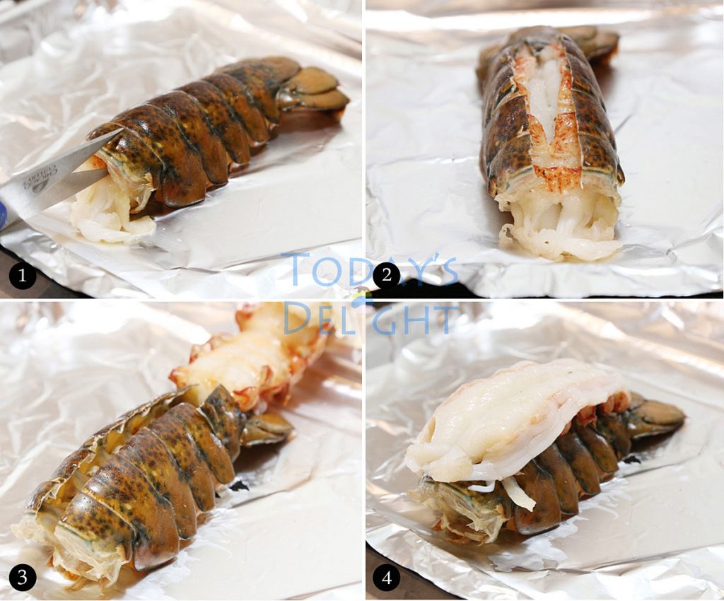 Step by step how to butterfly lobster tail.