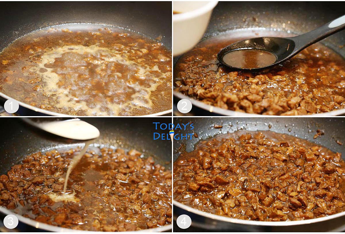 Step by step in cooking pork asado filling.
