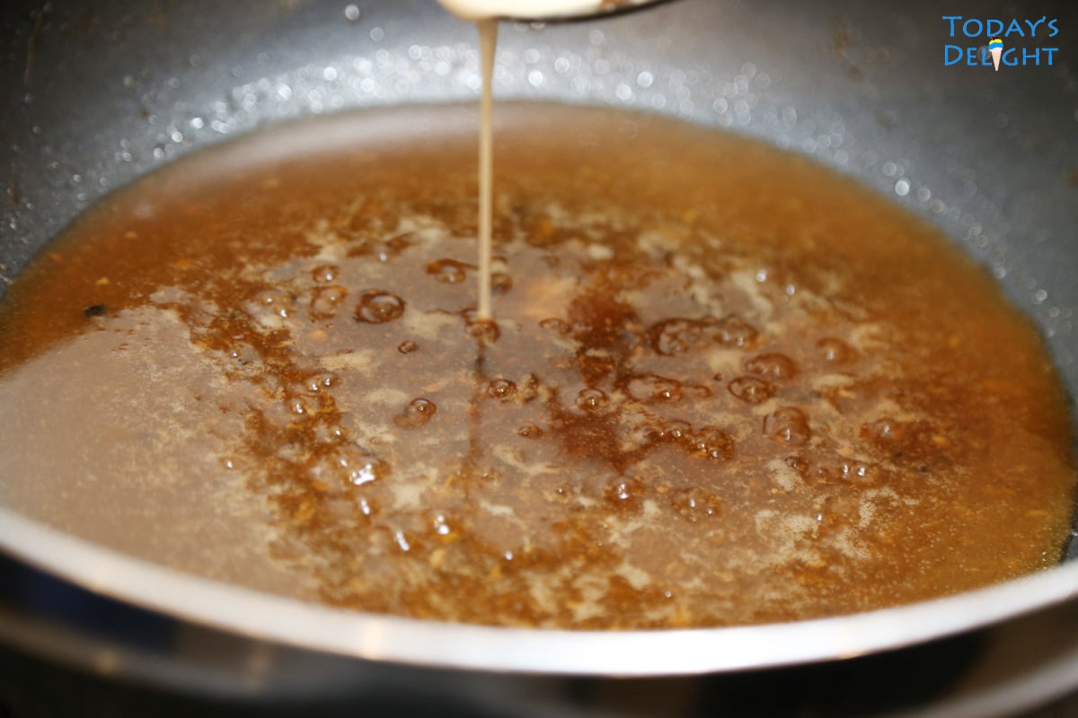 Siopao sauce thicken with cornstarch slurry.